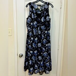 NWT- A New Day Blue Floral Chiffon Ruffle Midi Dress